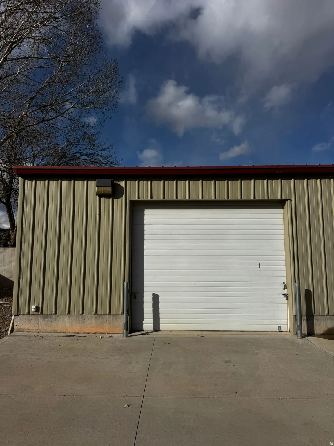 View of detached garage