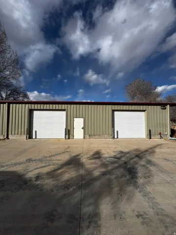 View of detached garage
