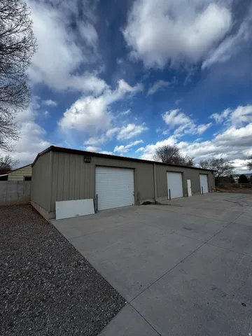 View of detached garage
