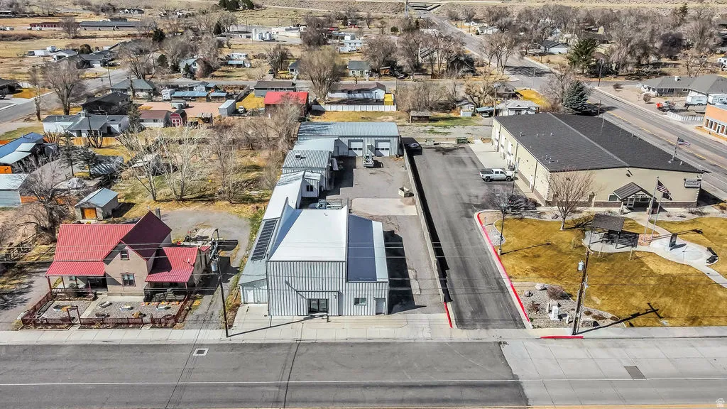 Aerial perspective of suburban area