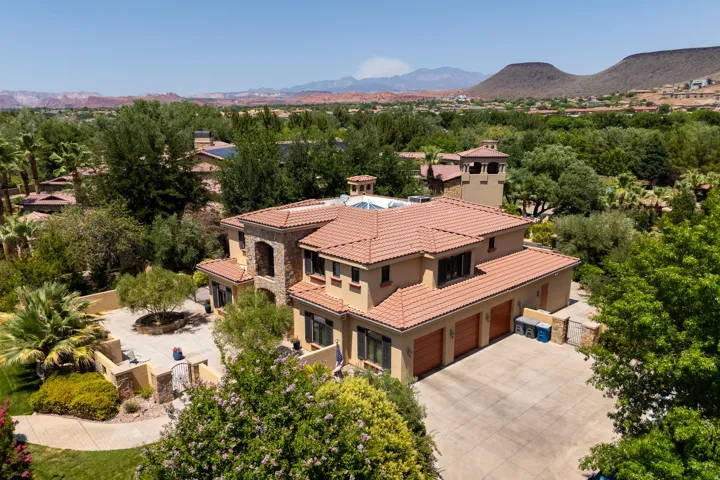 View from above of property with mountains