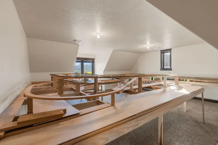 View of carpeted dining space