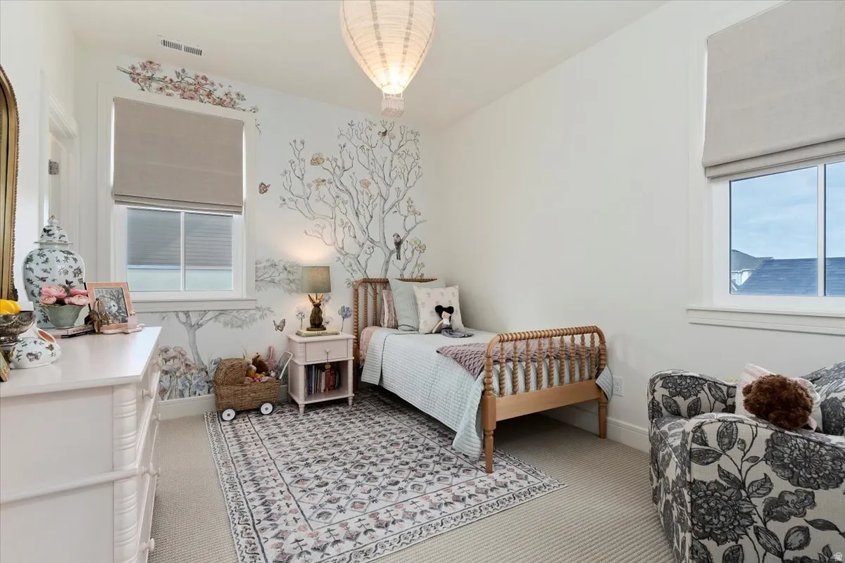 Bedroom featuring carpet