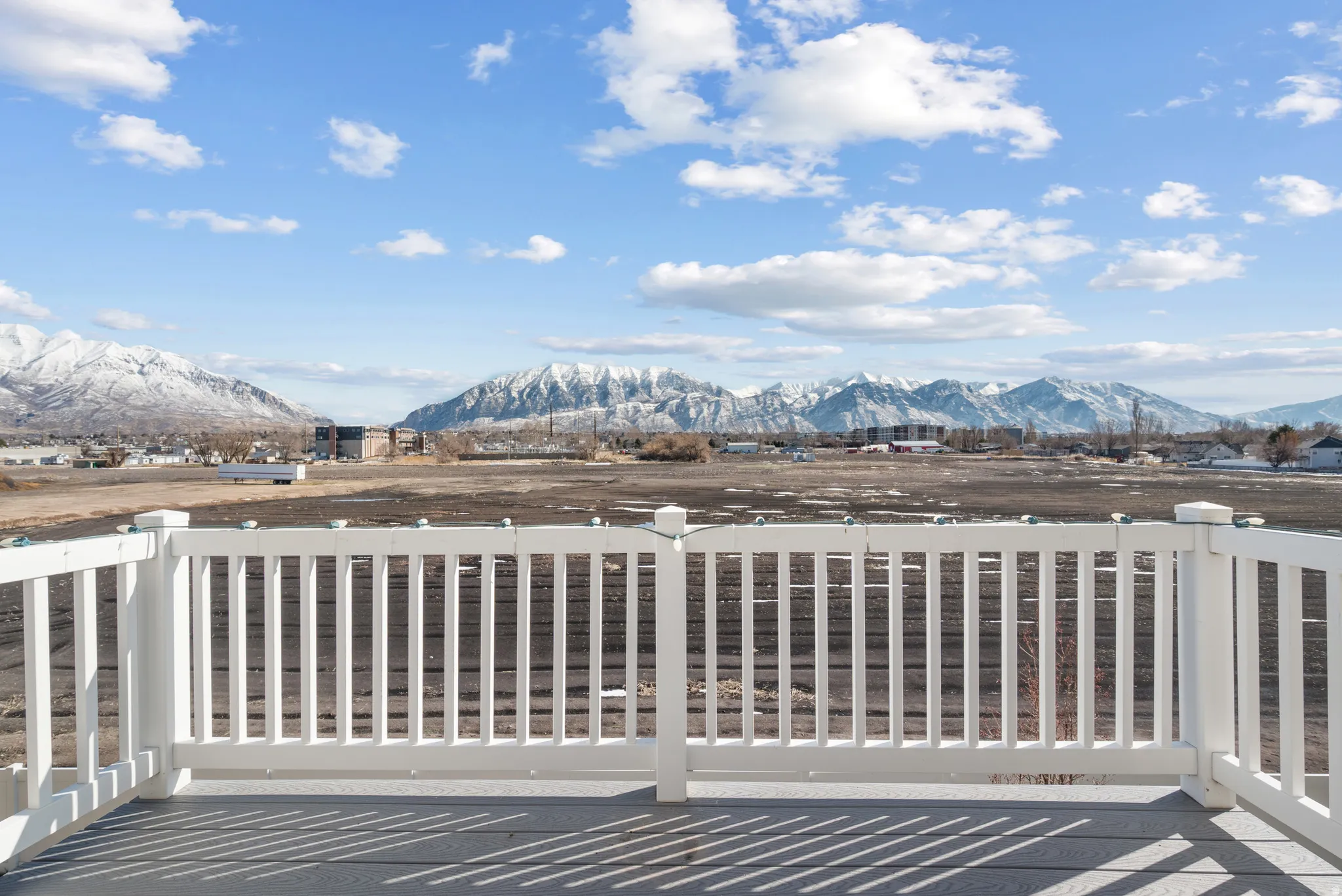 Private master bedroom balcony Deck with an extraordinary view of Provo Peak.