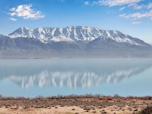 Mountain view with a large body of water