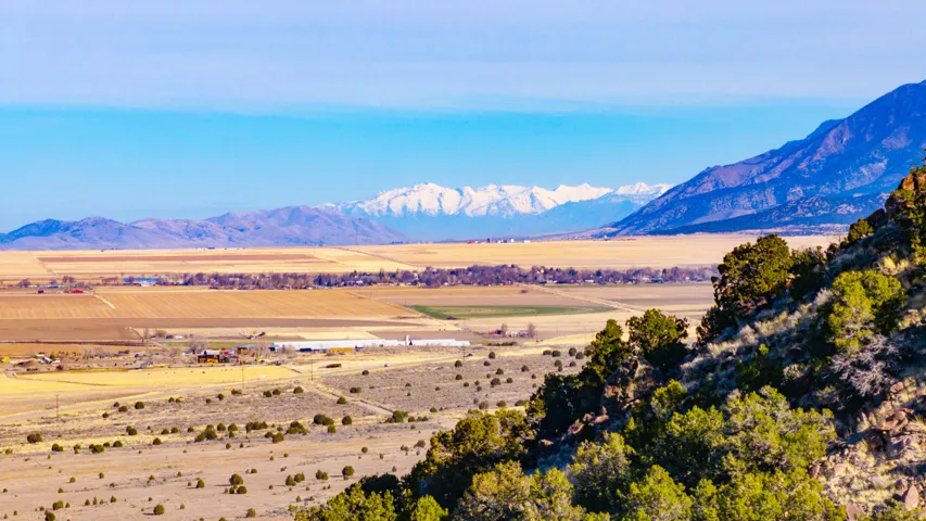 Mountain view with rural landscape