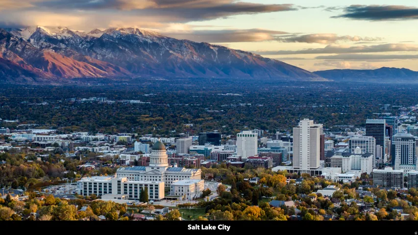 View of city with a mountainous background