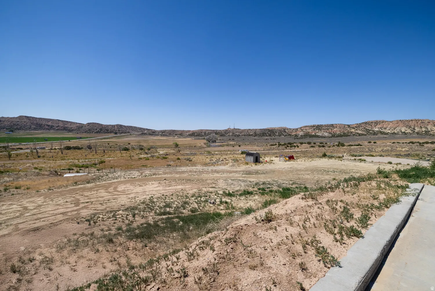 View of mountain background with rural landscape