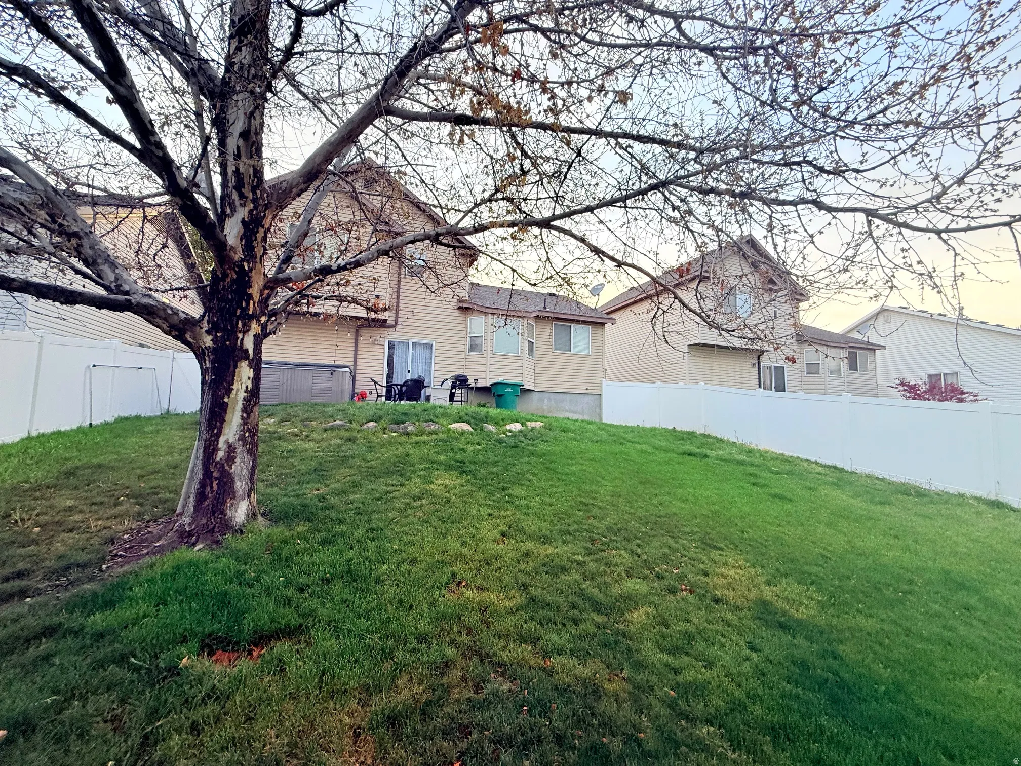View of fenced backyard
