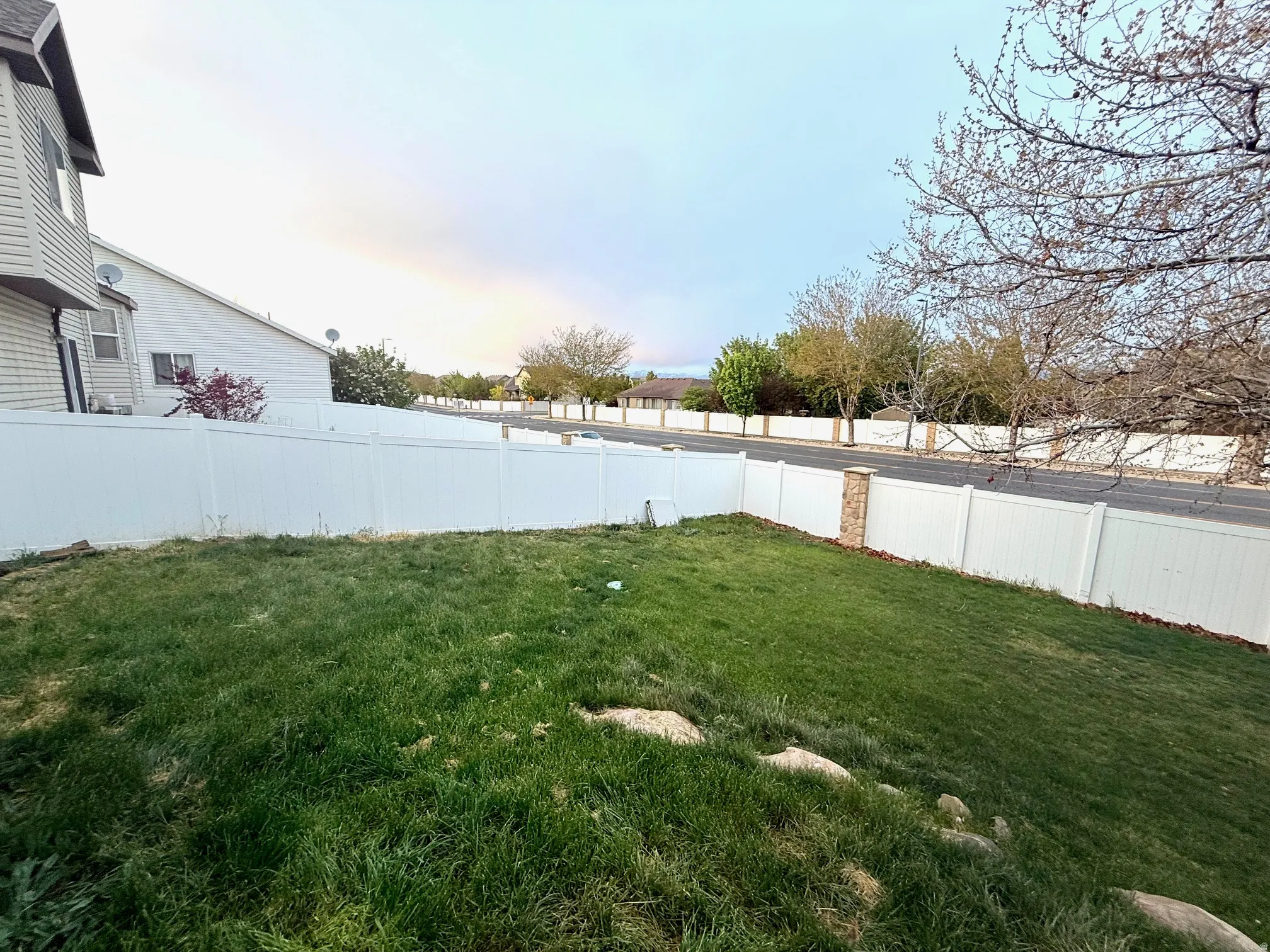 View of fenced backyard