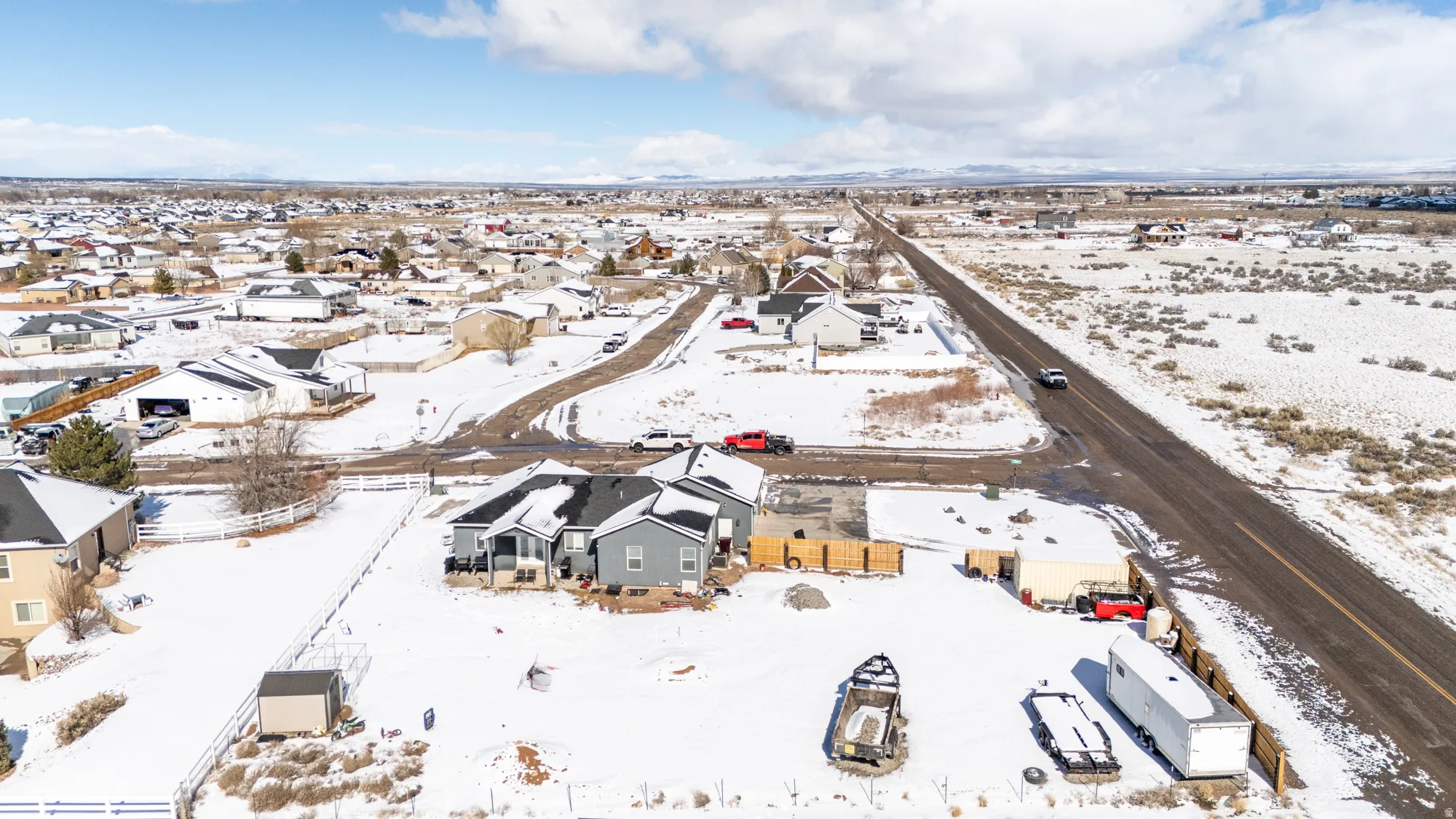 Aerial view of residential area