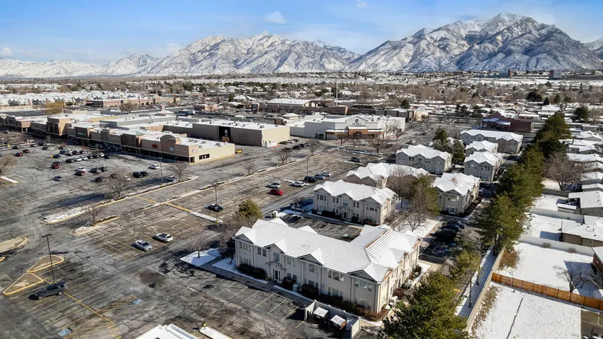 Drone / aerial view of a mountainous background