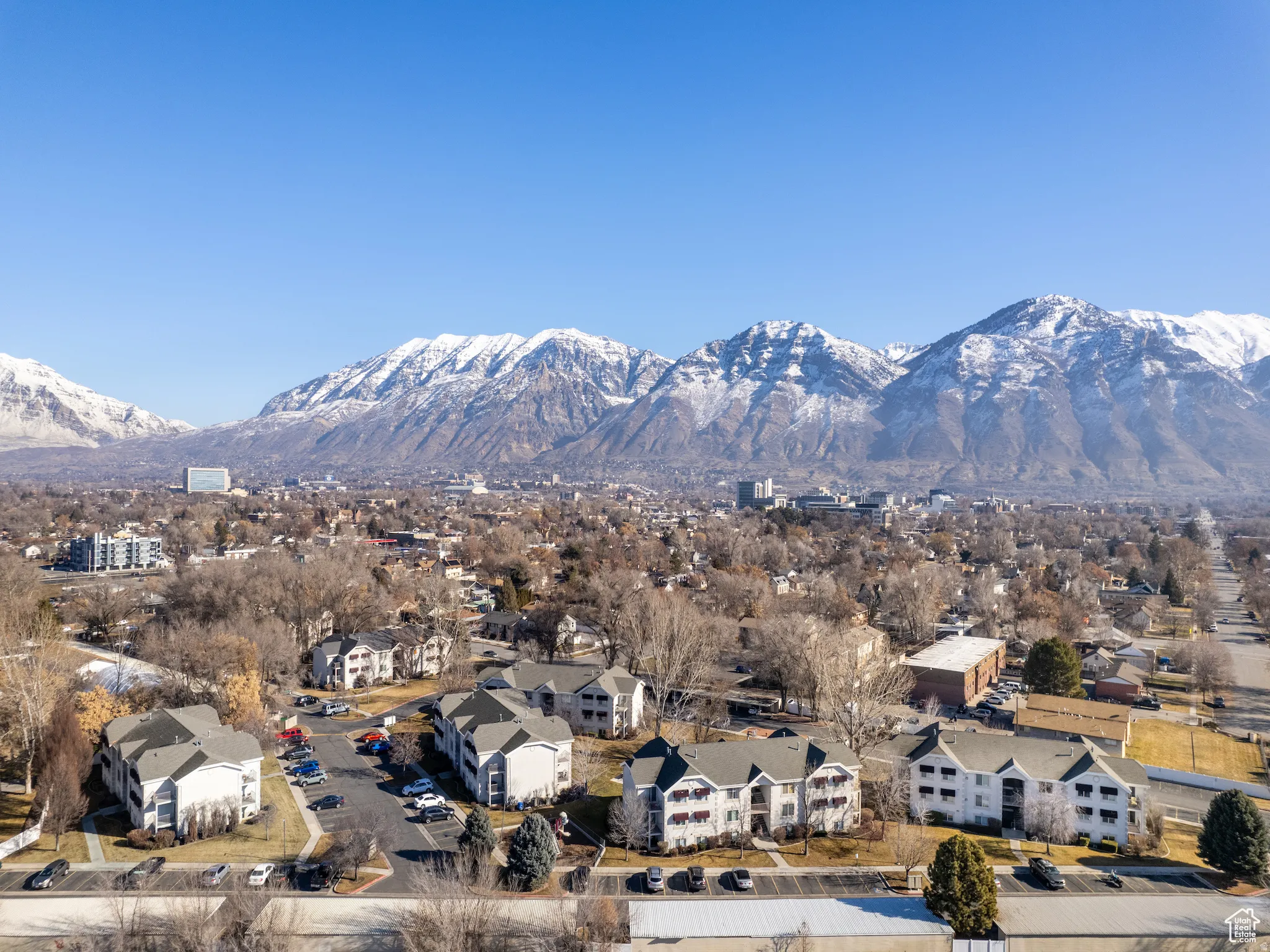 View of mountain backdrop with nearby suburban area