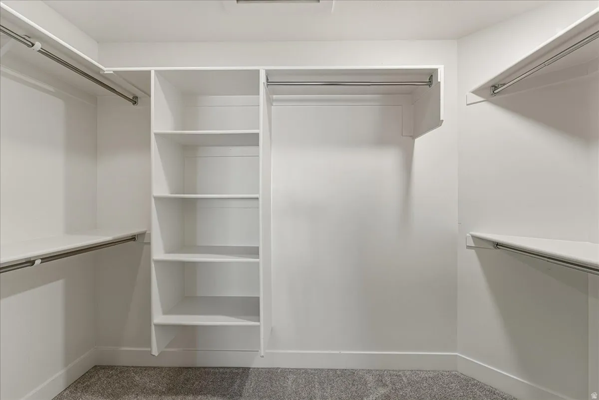 Walk in closet featuring carpet flooring