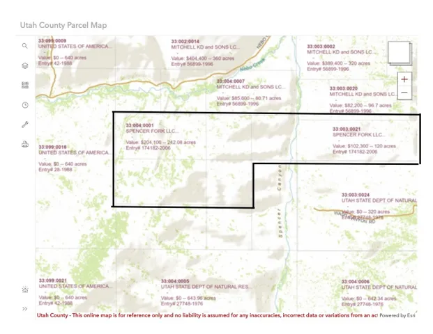 Three parcels outlined: 33:004:0001 / 33:004:0003 / 33:003:0021