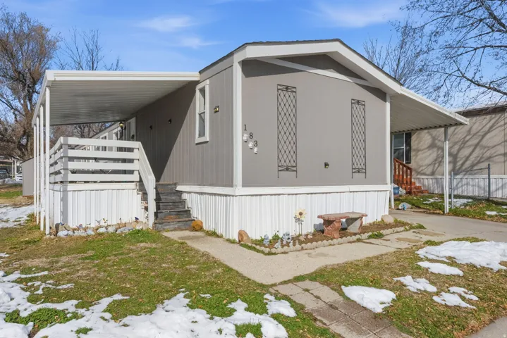 View of home's exterior featuring stairway