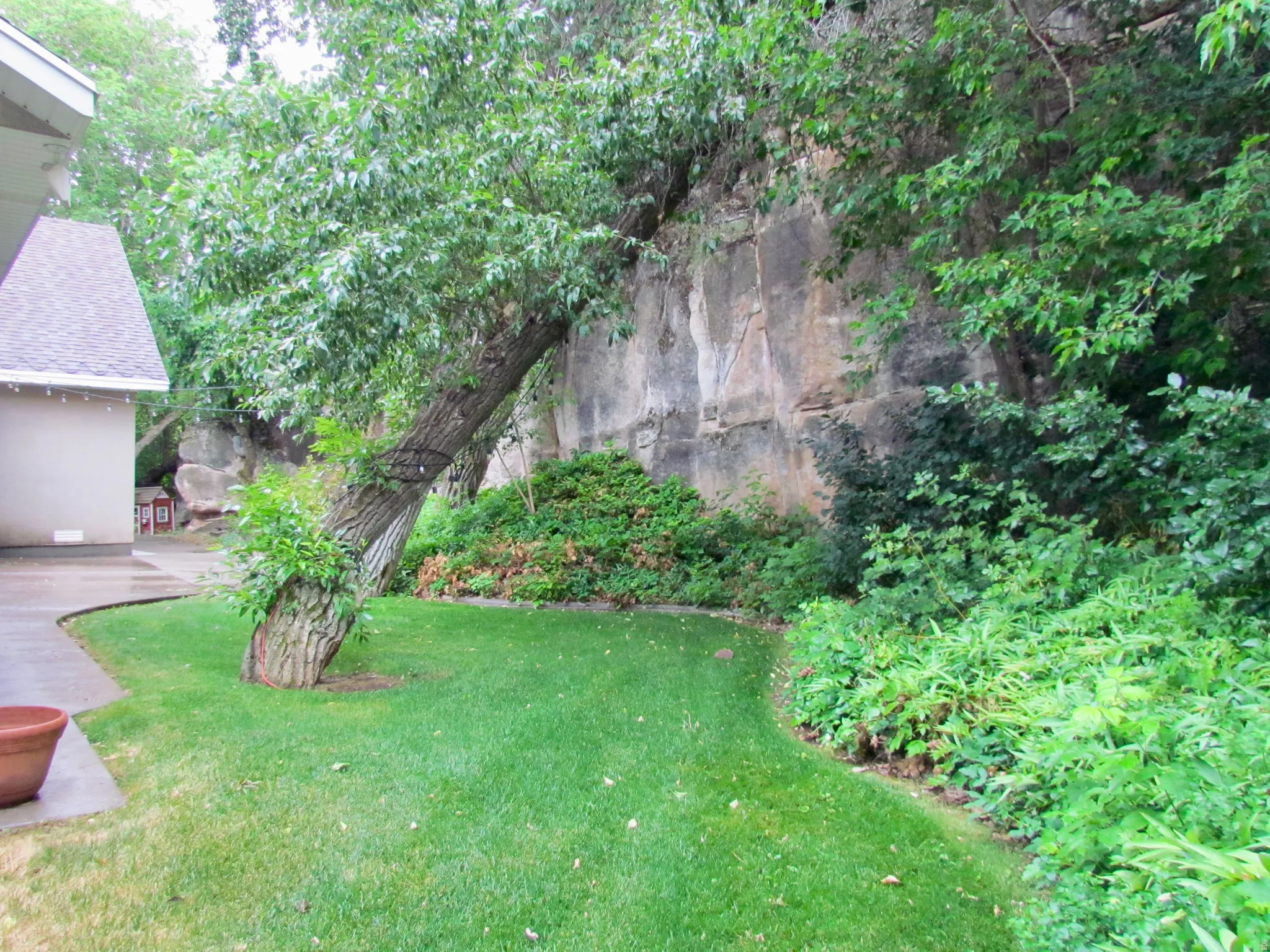 View of grassy yard with a patio