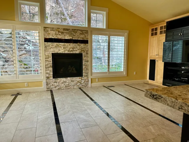 Family room  with gas fireplace