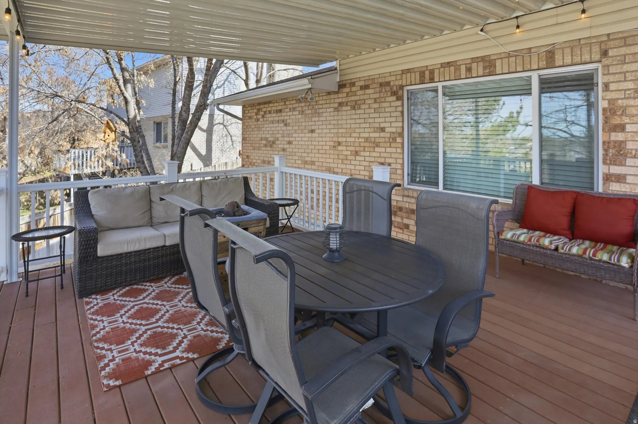 Wooden deck with outdoor furniture