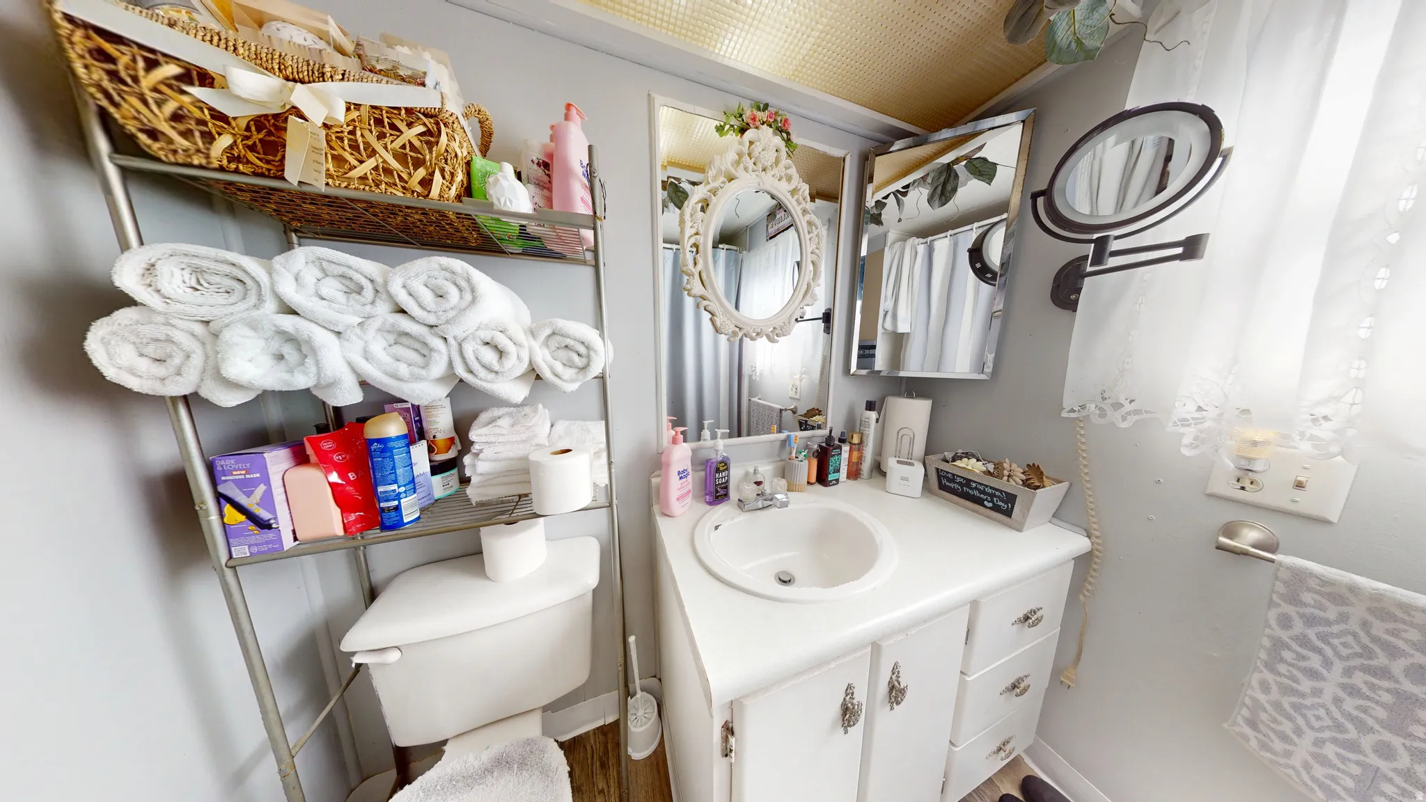Half bath with vanity and toilet