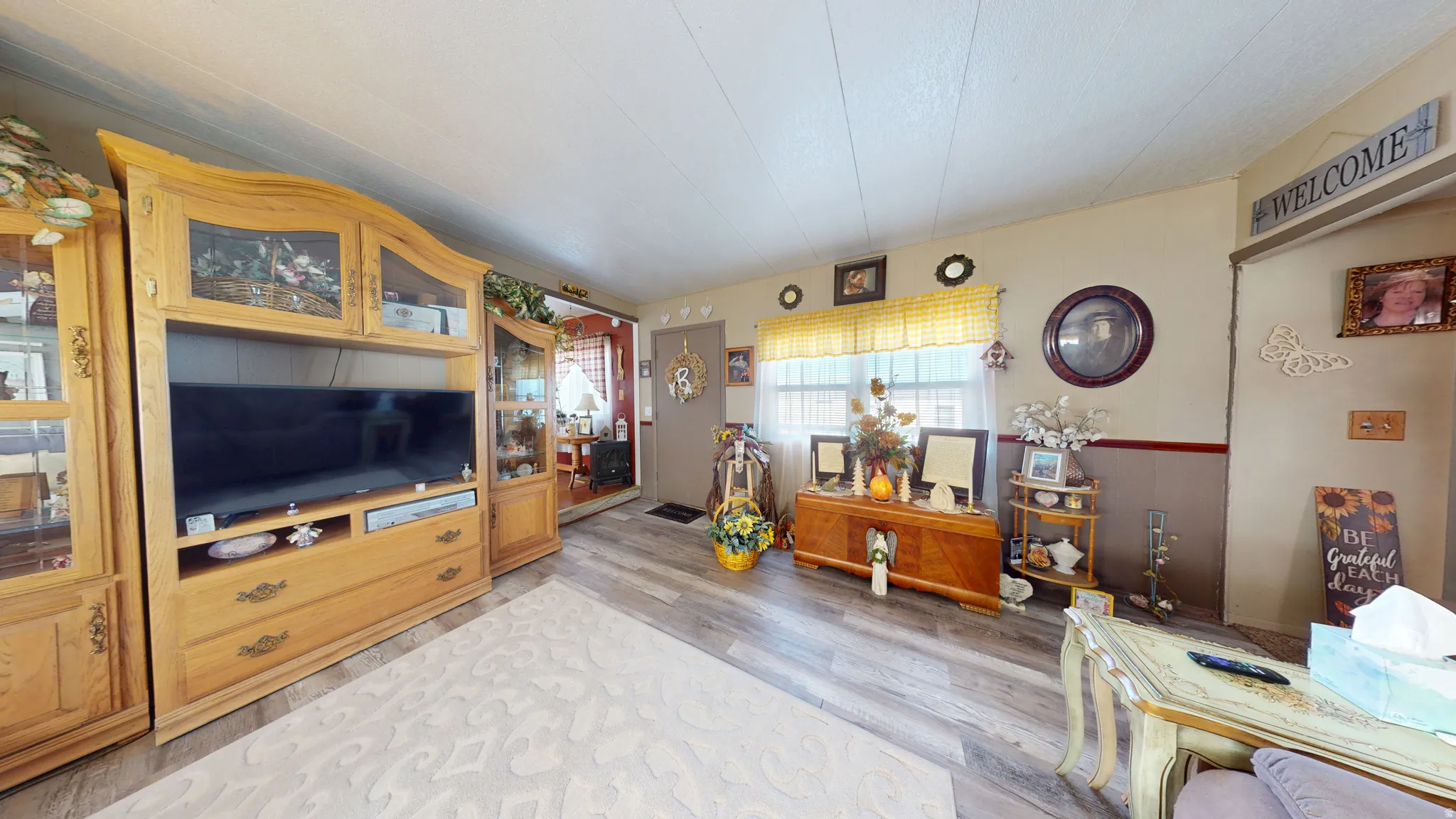 Living room with light wood finished floors