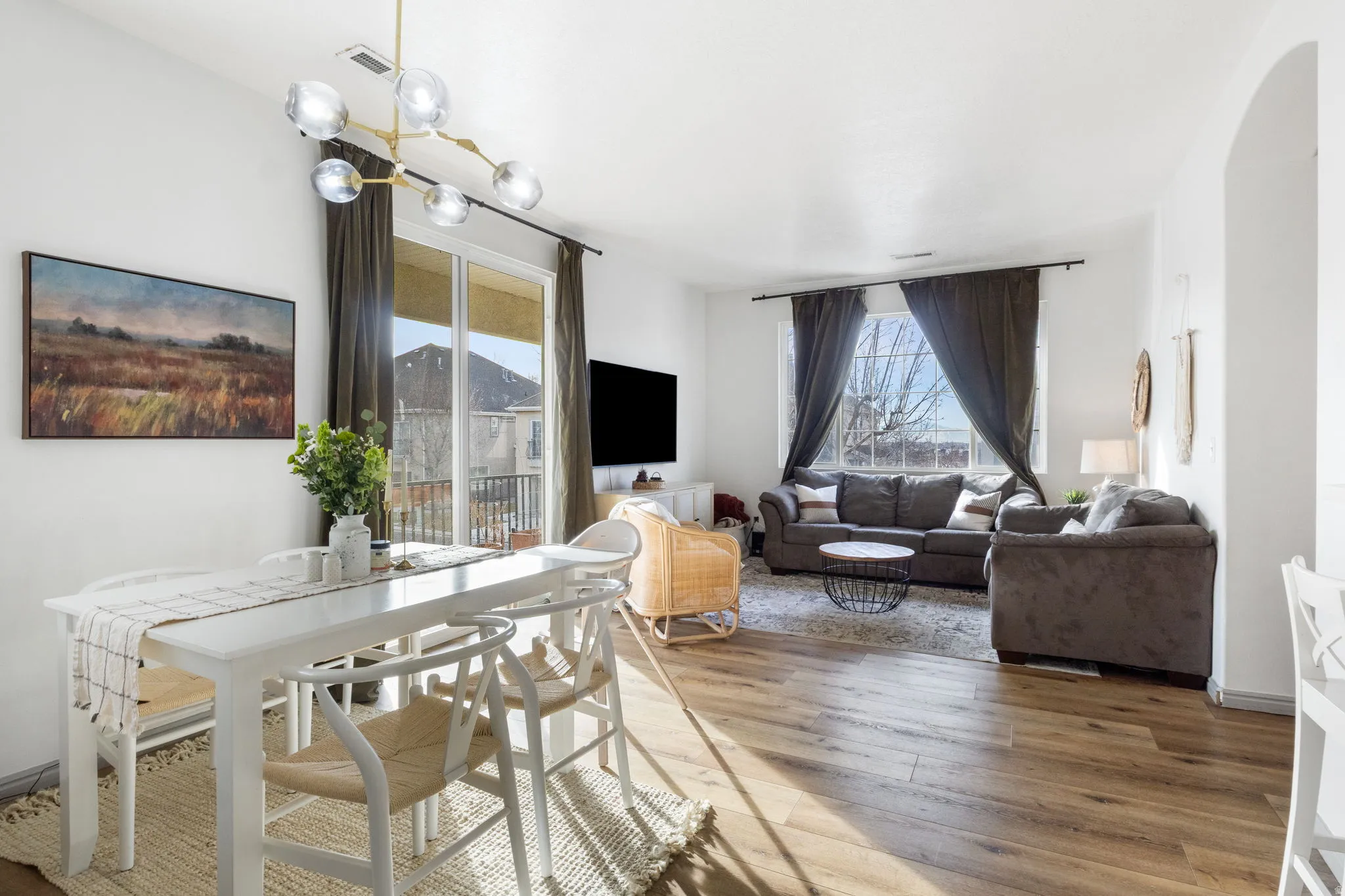 Dining area featuring wood-type flooring