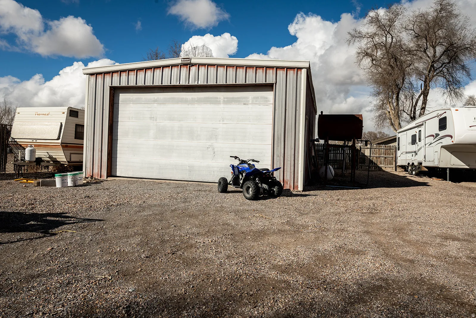 View of detached garage
