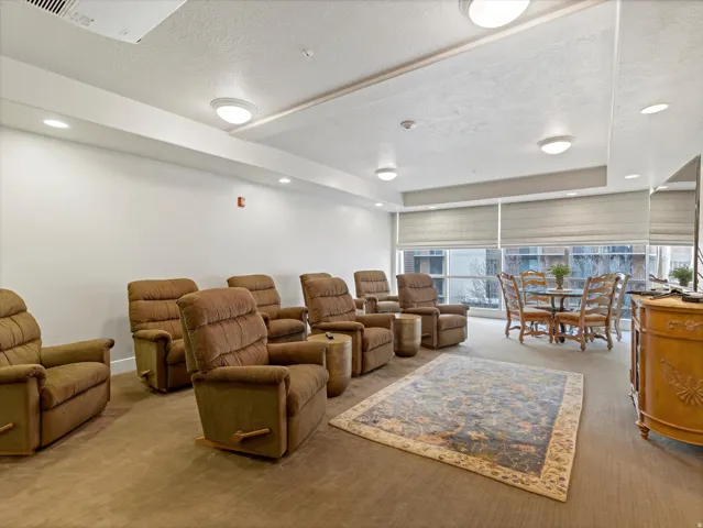 Carpeted theater gathering room for all-type gatheirngs.