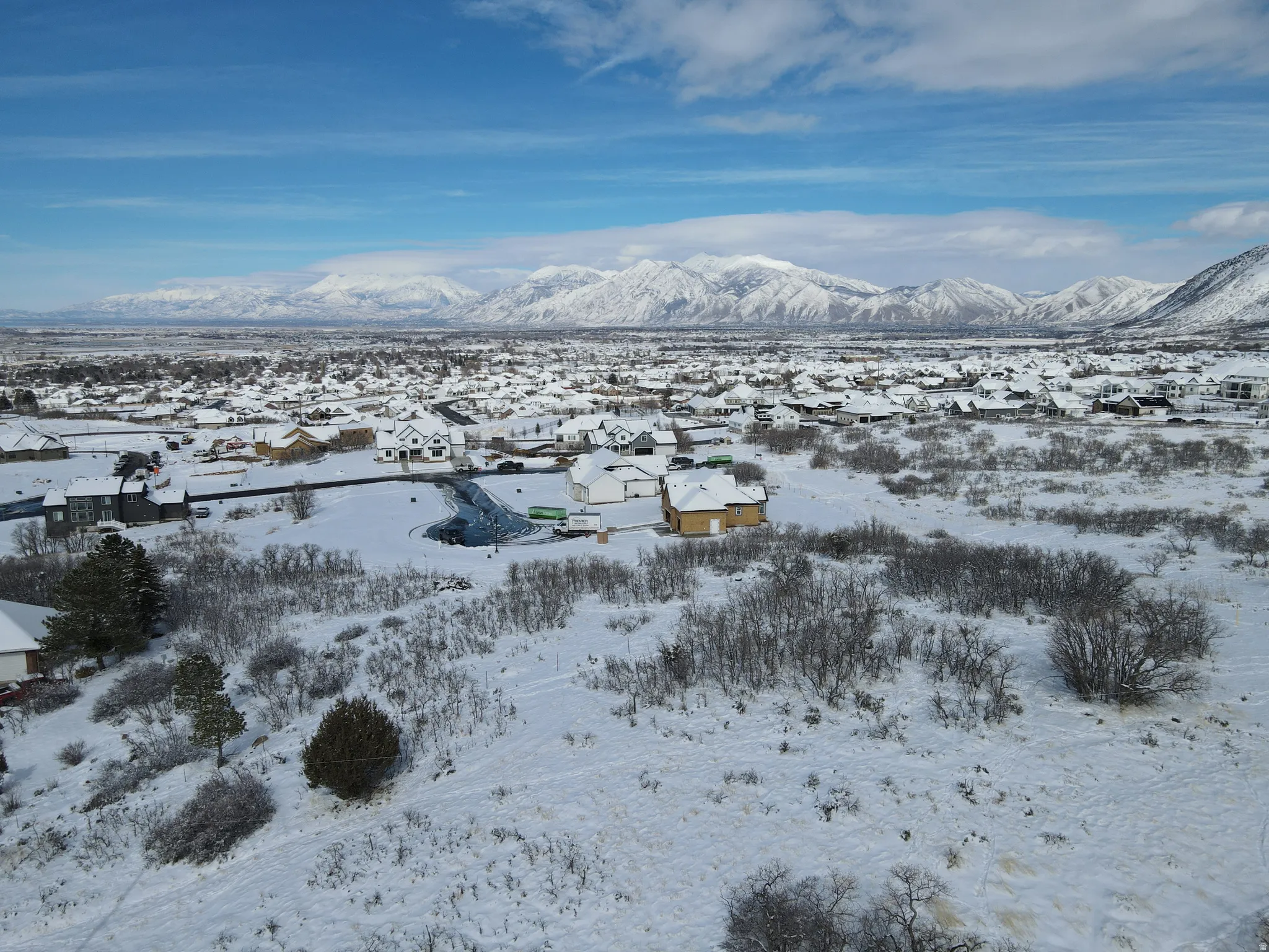 View of mountain background with nearby suburban area