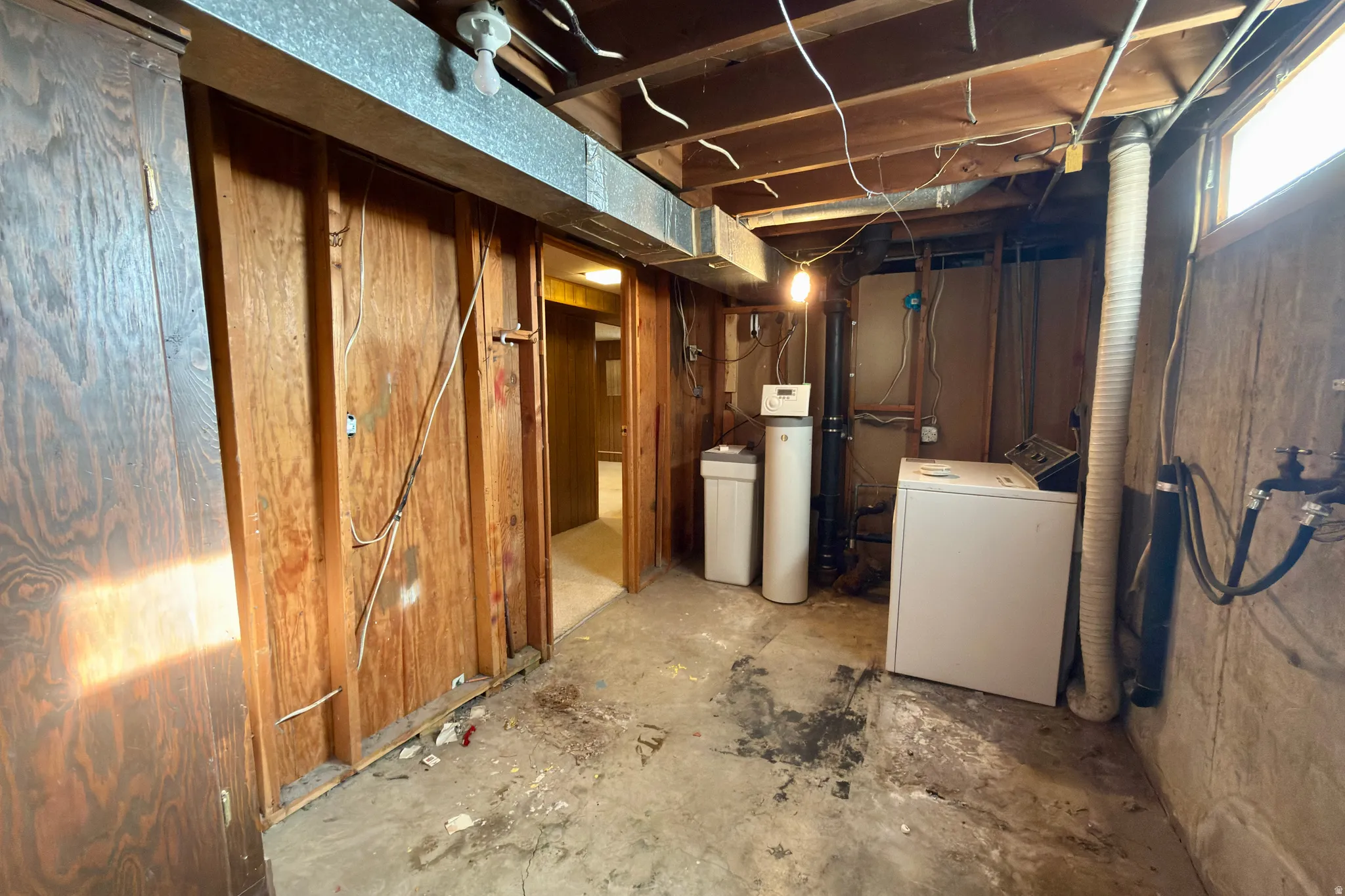Basement laundry room and storage.