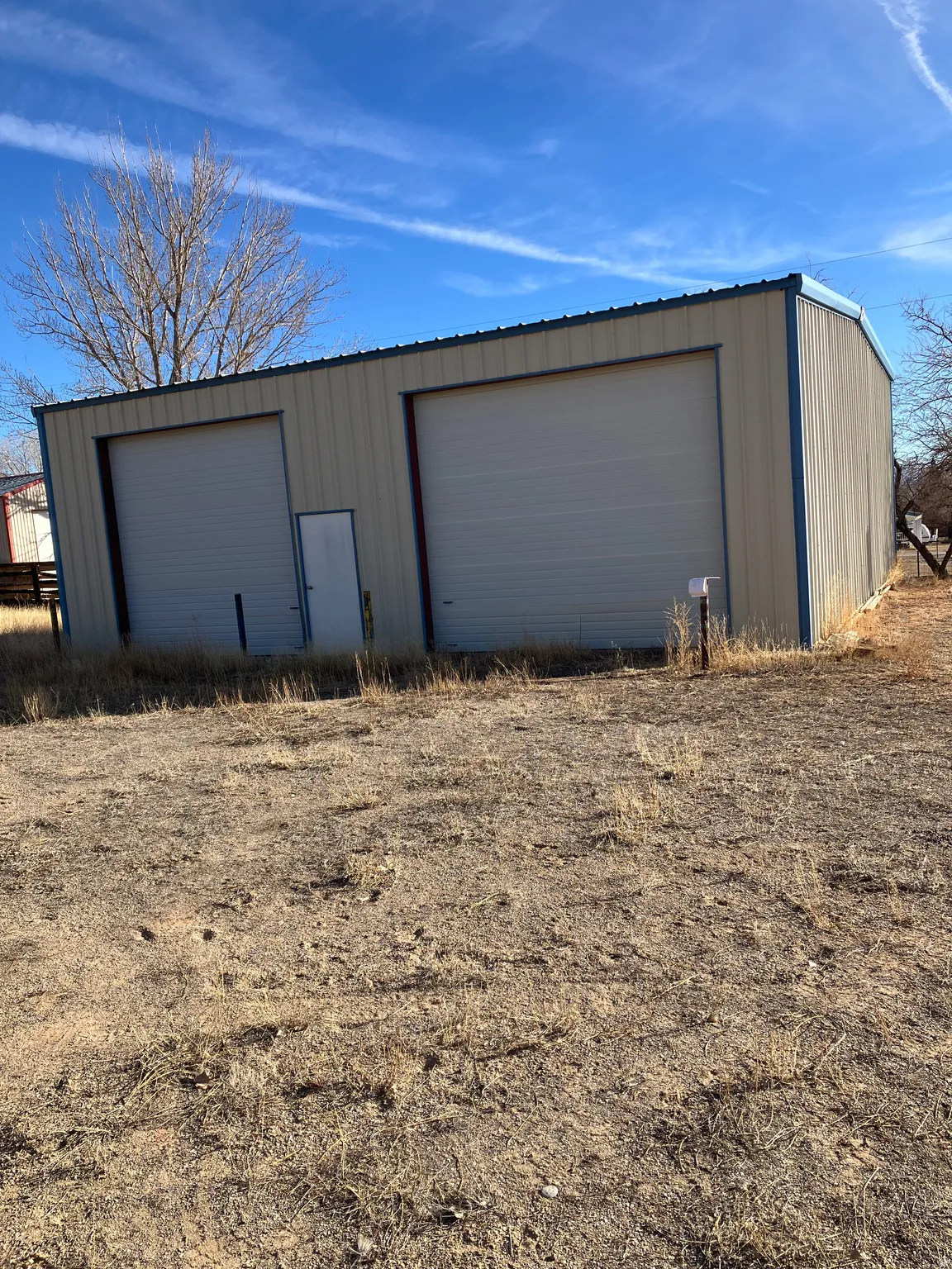 View of detached garage