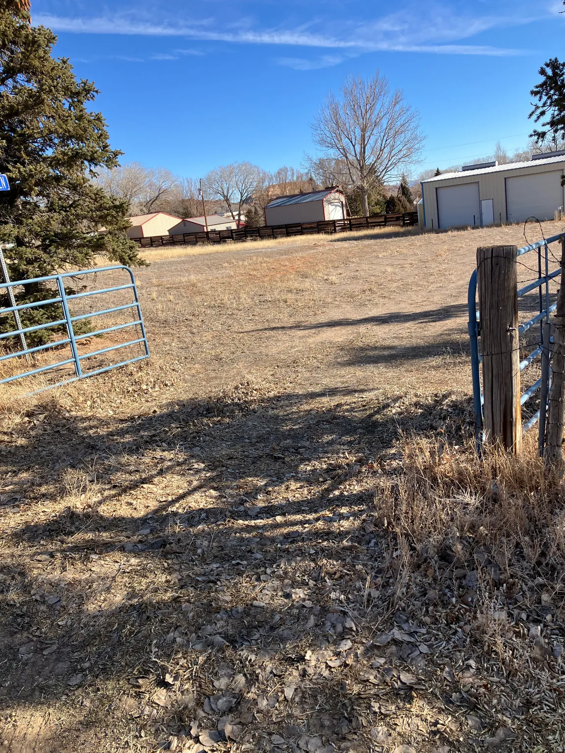 View of yard featuring a gate and a detached garage