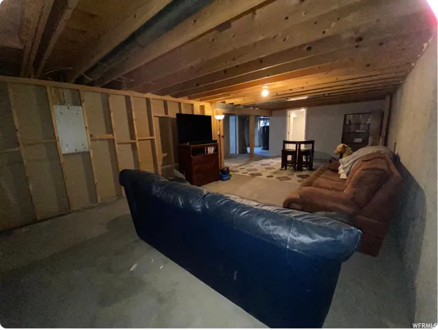 Living area with concrete flooring