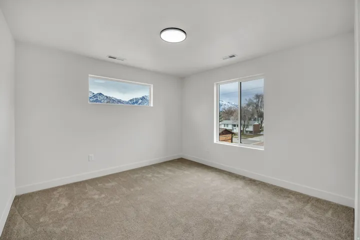 Unfurnished room featuring light colored carpet and plenty of natural light