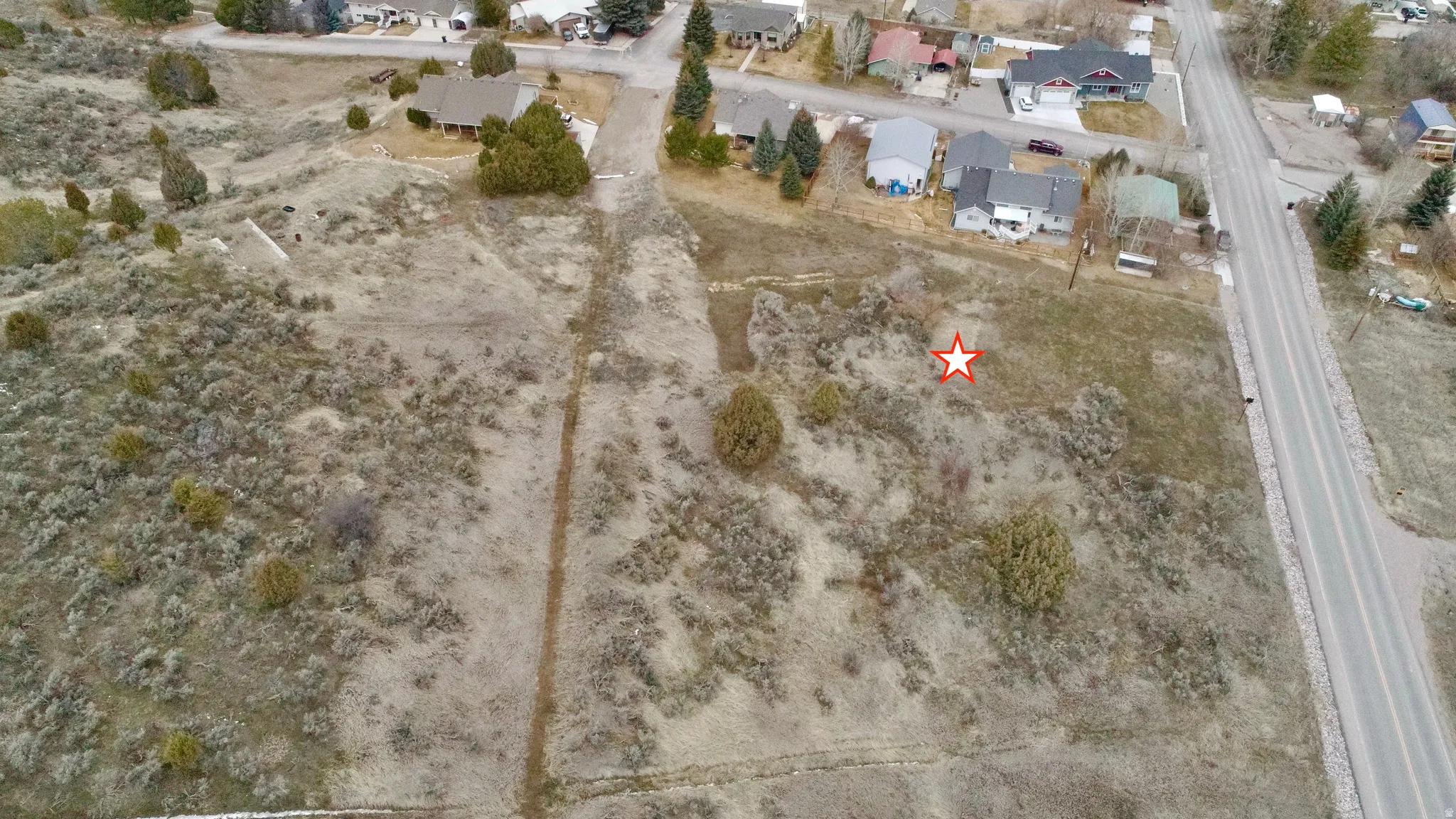 Aerial view of residential area