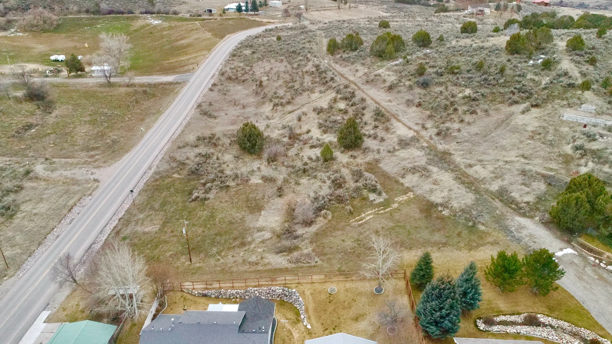 Aerial view of sparsely populated area