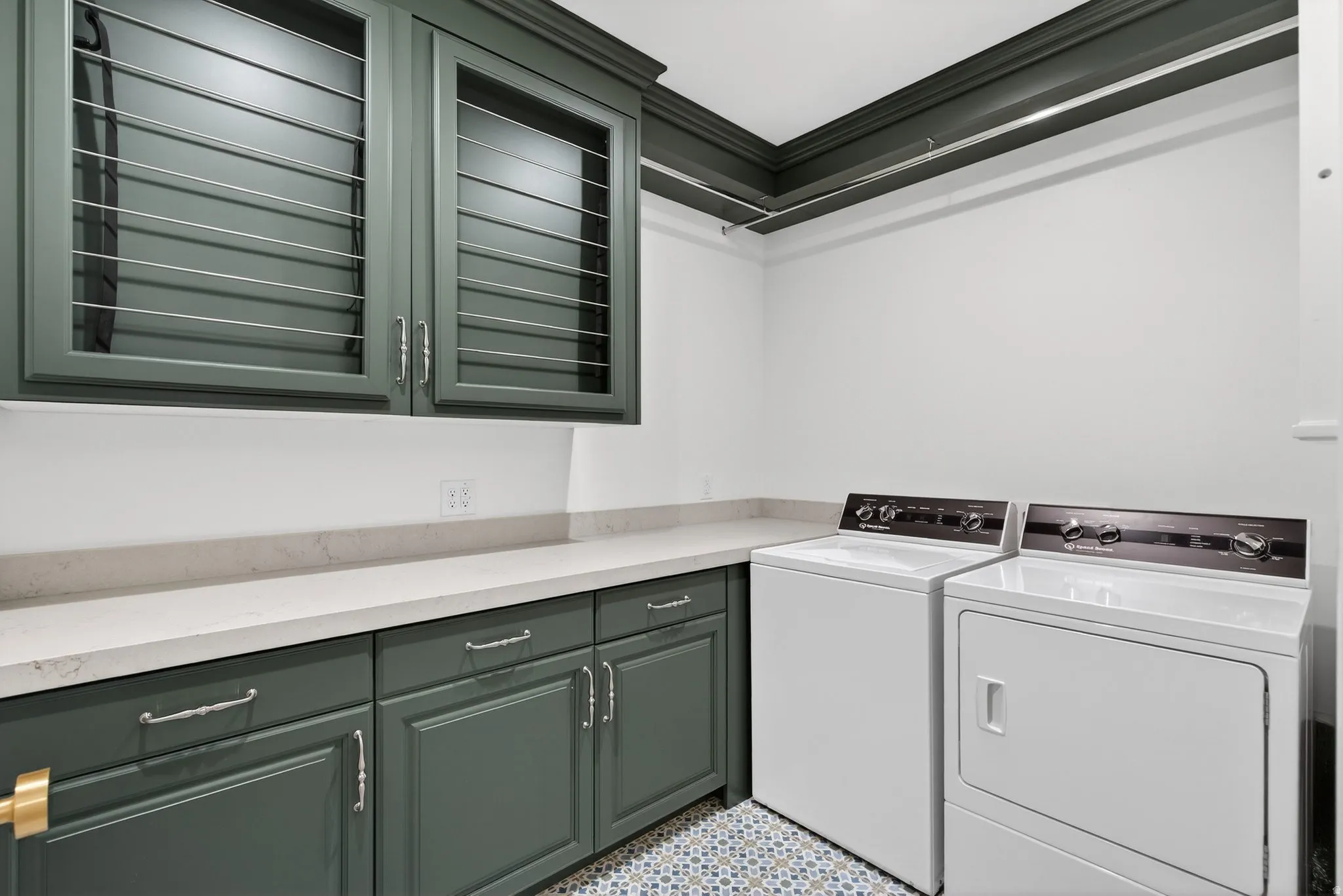 Lower Level Laundry Room, Drying Racks and Hanging Bar
