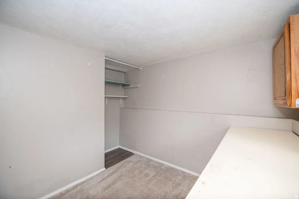 Interior space featuring light colored carpet