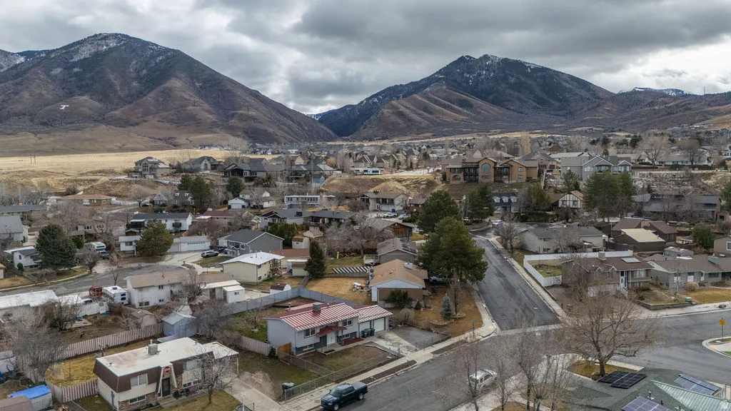 View of mountain backdrop with nearby suburban area