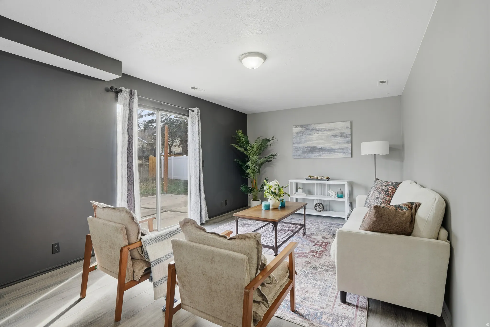 Living room with wood finished floors