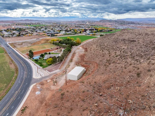 Drone / aerial view of a mountainous background