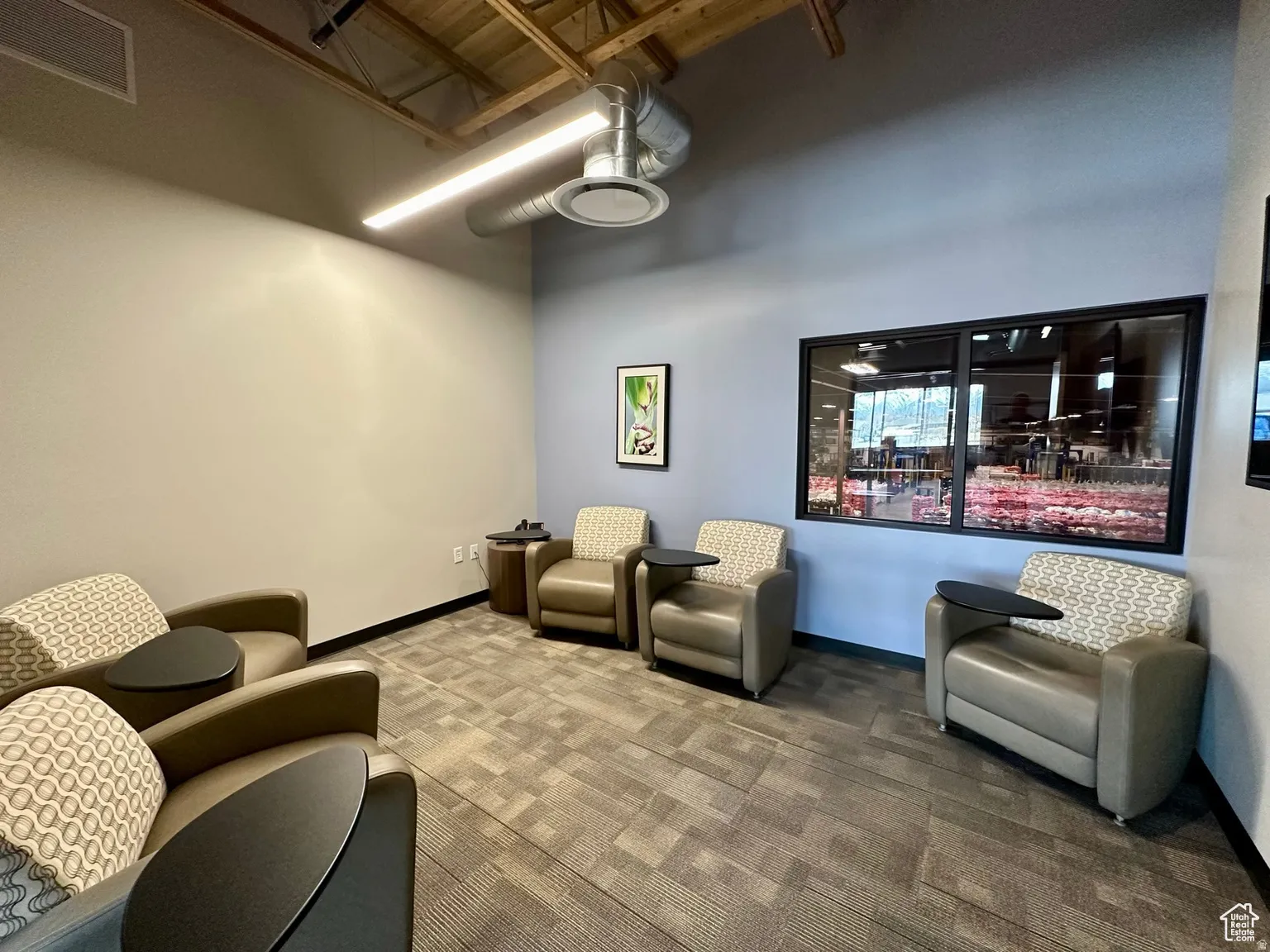 Community lobby with a high ceiling