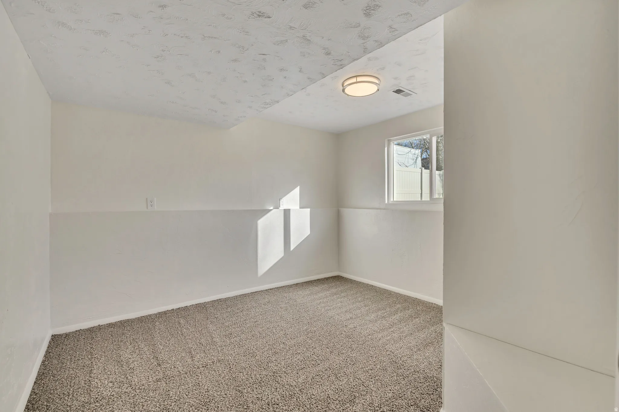 Carpeted empty room with baseboards