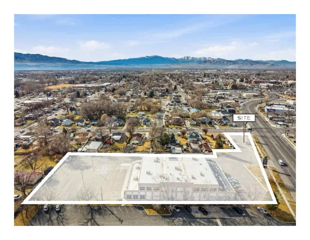 Drone / aerial view of a mountainous background