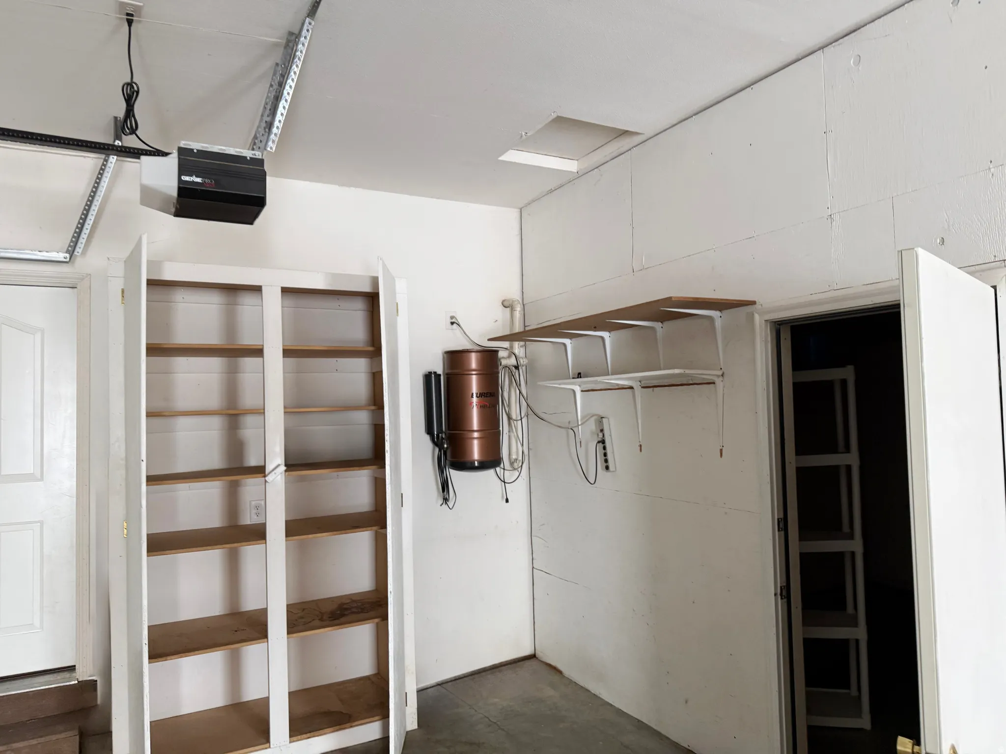 Basement with a central vacuum unit