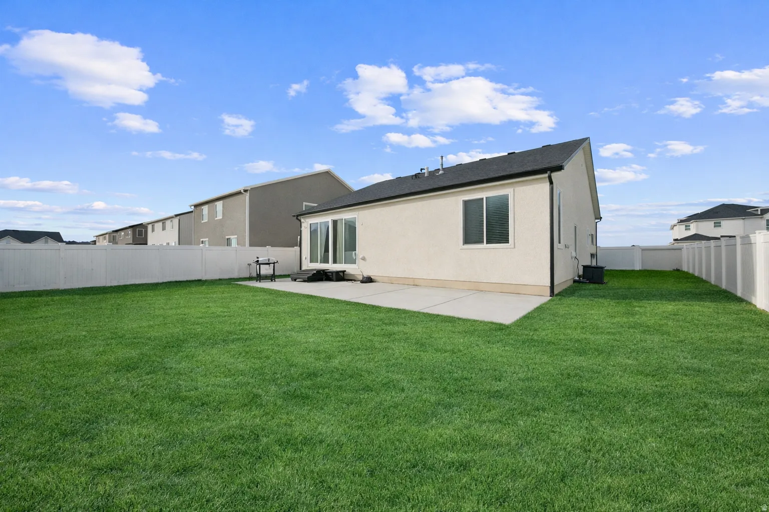 Back of the house. ** image has been edited to show what the backyard would look like with grass.**