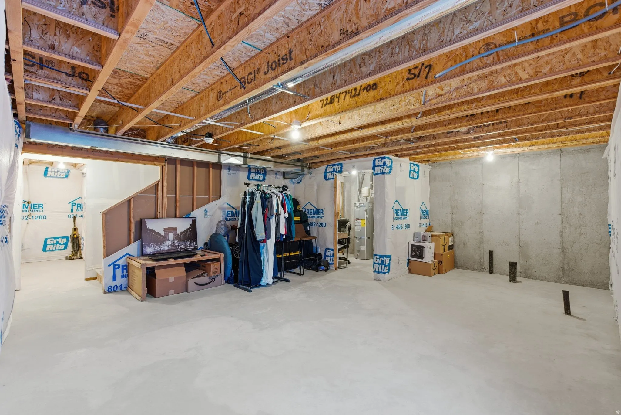 View of unfinished basement with plumbing rough-in
