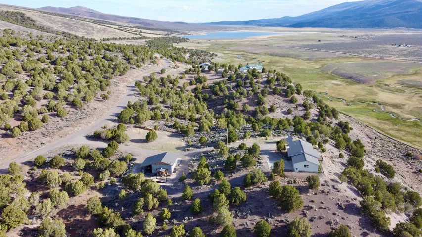 Bird's eye view of a water and mountain view