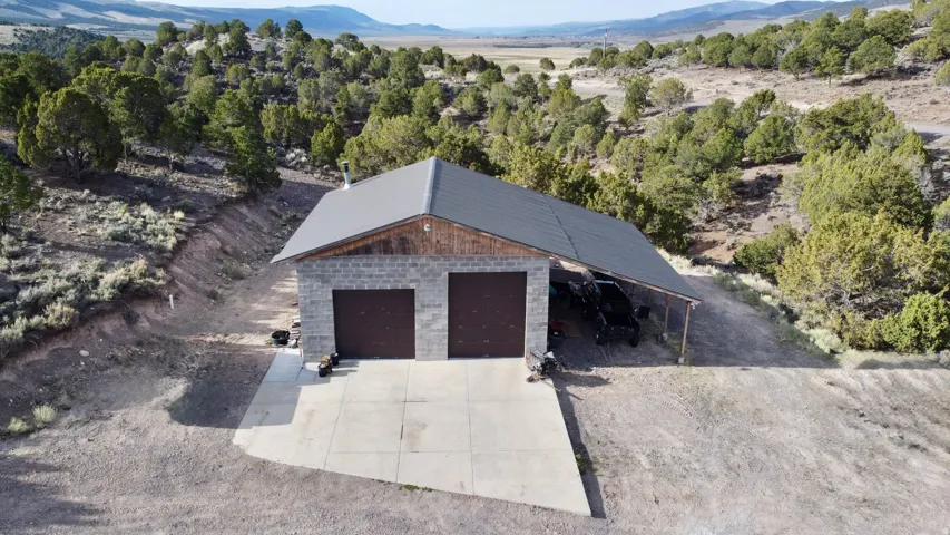 View from above of property with mountains