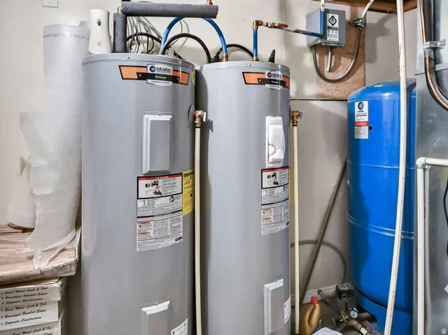 Utility room with electric water heater